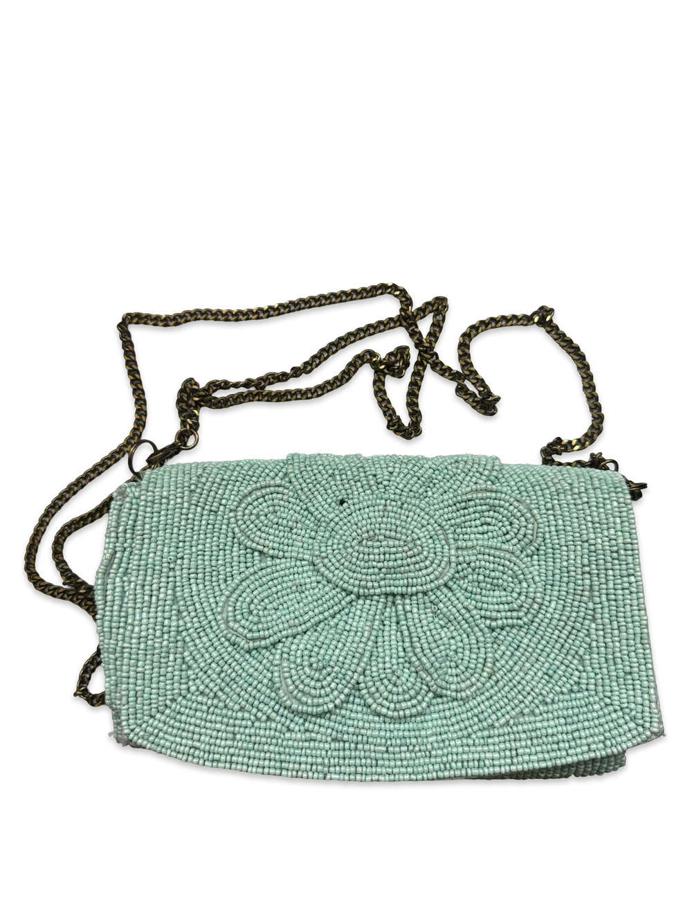 Anthropologie Mint Green Beaded Clutch/Handbag